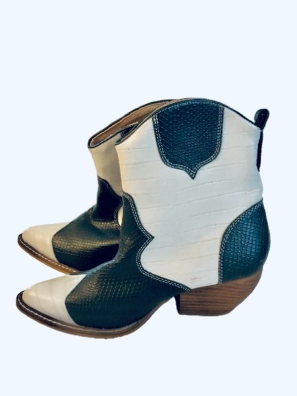 7.5 Country Western Boots Cowgirl ARIDER GIRL Black White Ankle